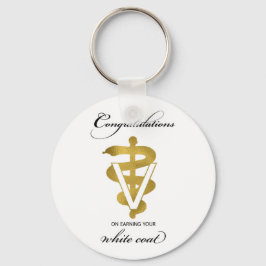 Veterinärweißes Coat Zeremonie Glückwunsch Schlüsselanhänger