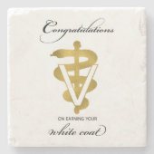 Veterinärweißes Coat Zeremonie Glückwunsch Steinuntersetzer (Vorderseite)