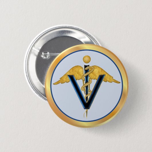 Veterinary Caduceus Button (Vorne & Hinten)