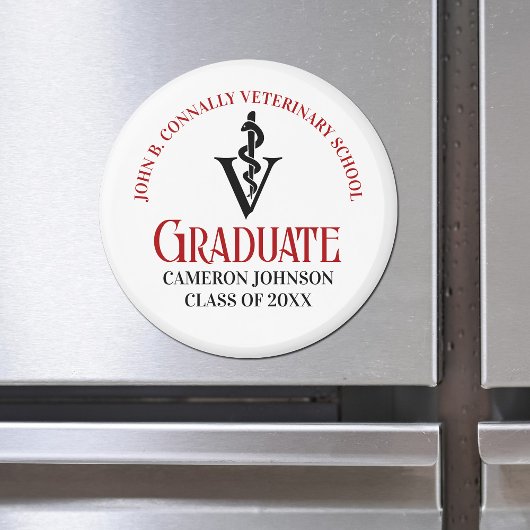 Veterinary Caduceus Custom Red Black Abschluss Magnet