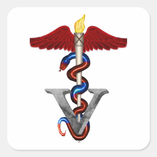 Veterinary Caduceus Quadratischer Aufkleber (Vorderseite)