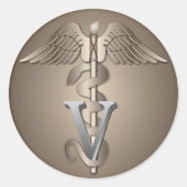 Veterinary Caduceus Runder Aufkleber (Vorderseite)