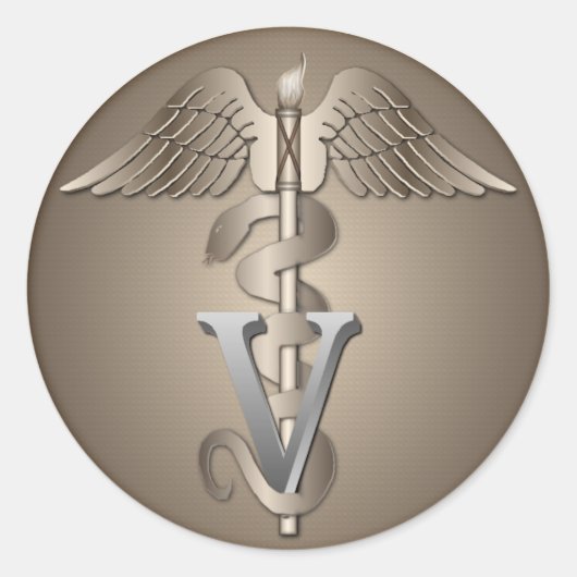 Veterinary Caduceus Runder Aufkleber (Vorderseite)