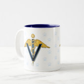 Veterinary Caduceus Zweifarbige Tasse (Vorderseite Links)