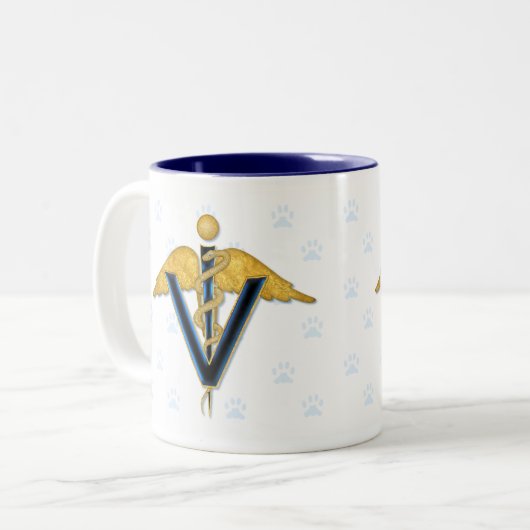 Veterinary Caduceus Zweifarbige Tasse (Vorderseite Links)