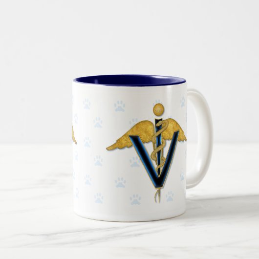 Veterinary Caduceus Zweifarbige Tasse (VorderseiteRechts)