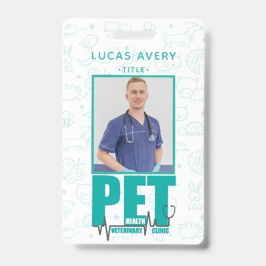Veterinary Clinic Foto Modern Blue Ausweis (Vorderseite)