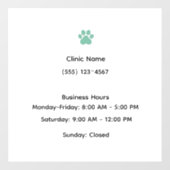 Veterinary Clinic Hours Window Cling Fensteraufkleber (Blatt)