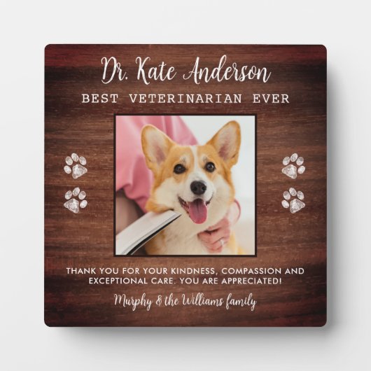 Veterinary Custom Pet Hund Foto Tierärztin Tech Vi Fotoplatte (Vorderseite)