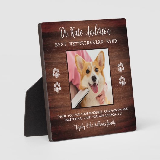 Veterinary Custom Pet Hund Foto Tierärztin Tech Vi Fotoplatte (Vorderseite)