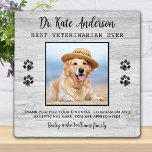 Veterinary Gift Custom Pet Dog Foto Vielen Dank Fotoplatte<br><div class="desc">"Danke" an Ihren wunderbaren Tierarzt mit einer niedlichen personalisierten Foto-Plakette vom Hund! Personalisieren Sie Ihre Lieblings-Fotos mit dem Namen des Haustieres. Dieses tierärztliche Dankeschön wird ein Schatz bleiben. Individualisieren Sie 'Bester Tierarzt' für Tierärzte, Tierärzte oder Tierärzte. COPYRIGHT © 2020 Judy Burrows, Black Dog Art - Alle Rechte vorbehalten. Veterinary Gift...</div>