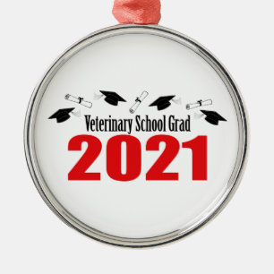 Veterinary Grad 2021 Karten und Diplome (rot) Ornament Aus Metall