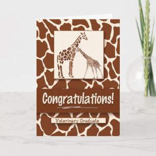 Veterinary Graduate Giraffe Print Congratuations Karte