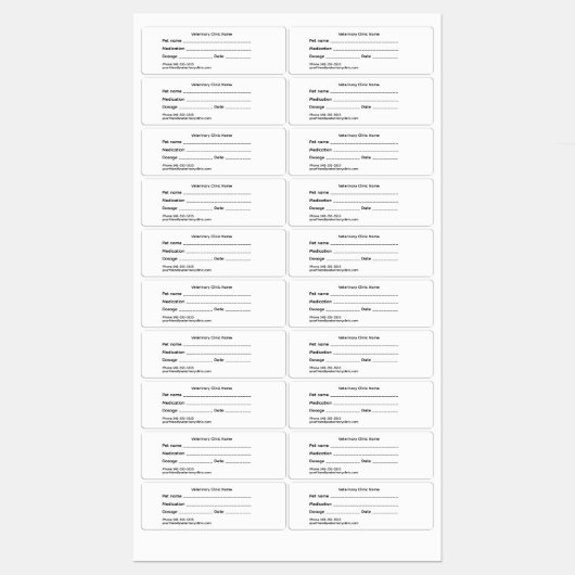 Veterinary Medication Label – Medium & Waterproof Etiketten (Blatt)