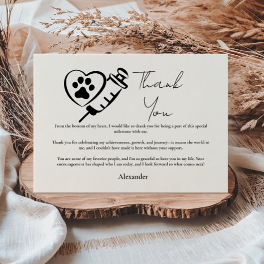 Veterinary Medicine Paw Graduation Party Dankeskarte