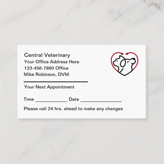 Veterinary Office Appointment Business Cards Terminkarte (Vorderseite)