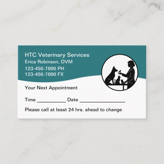 Veterinary Pet Care Appointment Cards Reminder Terminkarte (Vorderseite)