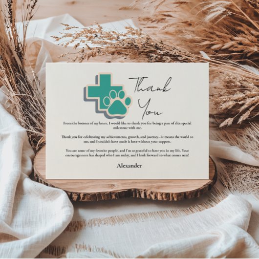 Veterinary School Paw Graduation Party Dankeskarte