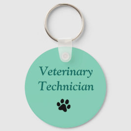 Veterinary Technician/Black Paw Print/Green Schlüsselanhänger