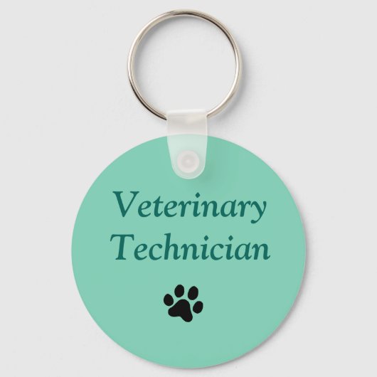Veterinary Technician/Black Paw Print/Green Schlüsselanhänger (Vorderseite)
