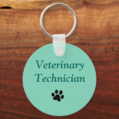 Veterinary Technician/Black Paw Print/Green Schlüsselanhänger (Vorderseite)