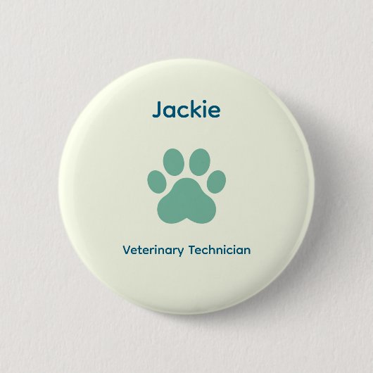 Veterinary Technician Name Badge Button (Vorderseite)