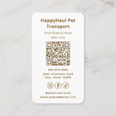 Veterinary Transport Service Pet Taxi Chauffeur Visitenkarte (Rückseite)