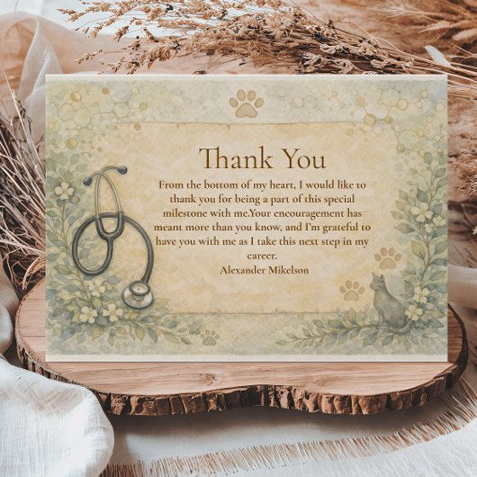 Veterinary White Coat Graduation Party Dankeskarte