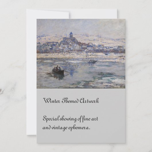 Vetheuil en Hiver Boat auf dem Fluss Einladung (Vorderseite)