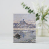 Vetheuil en Hiver Boat auf dem Fluss Postkarte (Stehend Vorderseite)