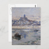 Vetheuil en Hiver Boat auf dem Fluss Postkarte (Vorne/Hinten)