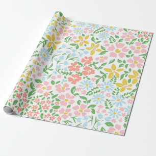Vetor nahtlos blumenfarbenes Muster auf weiß Geschenkpapier