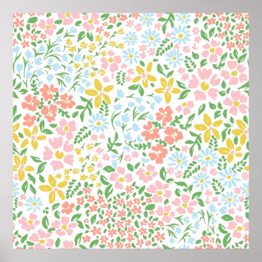 Vetor nahtlos blumenfarbenes Muster auf weiß Poster (Vorne)