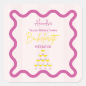 Veuve Before Vows Bachelorette Weekend Quadratischer Aufkleber (Vorderseite)