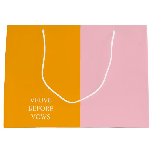 Veuve Before Vows Halb Orange halbe rosa Geschenkt Große Geschenktüte (Vorderseite)