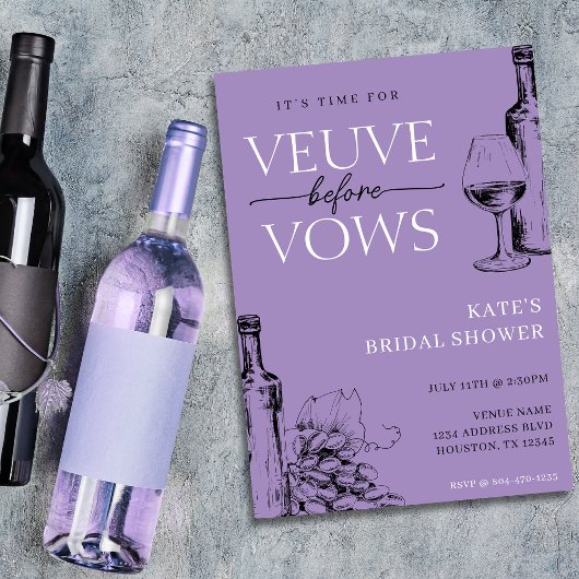 Veuve Before Vows Lavender Lila Brautparty Einladung