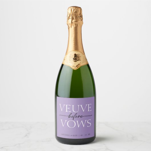 Veuve Before Vows Lavender Lila Brautparty Schaumweinetikett (Vorderseite)