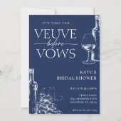 Veuve Before Vows Navy Blue & White Brautparty Einladung (Vorderseite)
