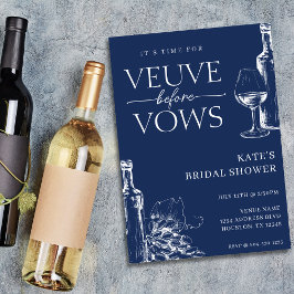 Veuve Before Vows Navy Blue & White Brautparty Einladung