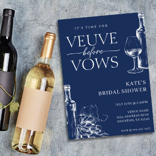 Veuve Before Vows Navy Blue & White Brautparty Einladung