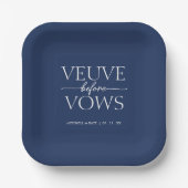 Veuve Before Vows Navy Blue & White Brautparty Pappteller (Vorderseite)