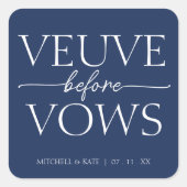 Veuve Before Vows Navy Blue & White Brautparty Quadratischer Aufkleber (Vorderseite)