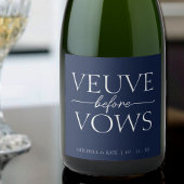 Veuve Before Vows Navy Blue & White Brautparty Schaumweinetikett