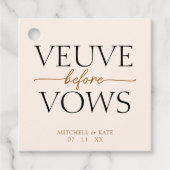 Veuve Before Vows Tan Brown Brautparty Geschenkanhänger (Vorderseite)