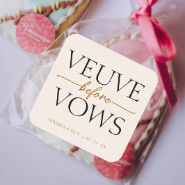 Veuve Before Vows Tan Brown Brautparty Quadratischer Aufkleber