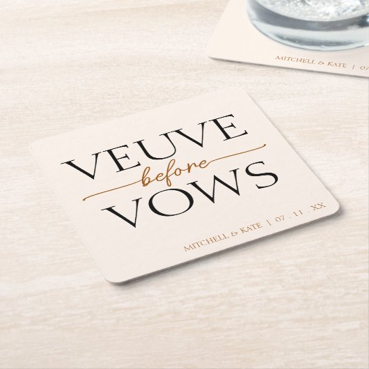 Veuve Before Vows Tan Brown Brautparty Rechteckiger Pappuntersetzer (angewinkelt)
