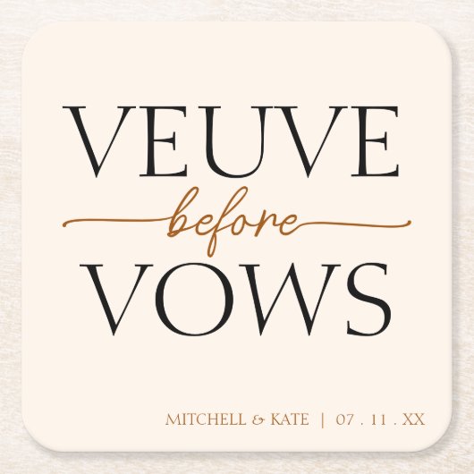 Veuve Before Vows Tan Brown Brautparty Rechteckiger Pappuntersetzer (Vorderseite)
