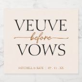 Veuve Before Vows Tan Brown Brautparty Schaumweinetikett (Einzelnes Label)