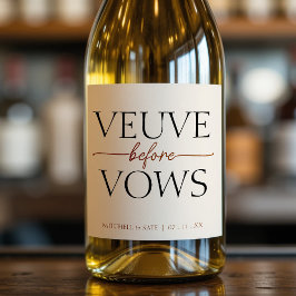 Veuve Before Vows Tan Brown Brautparty Schaumweinetikett