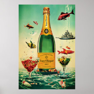 Veuve Cliquot Champagnerposter, Vintage Alkoholwer Poster